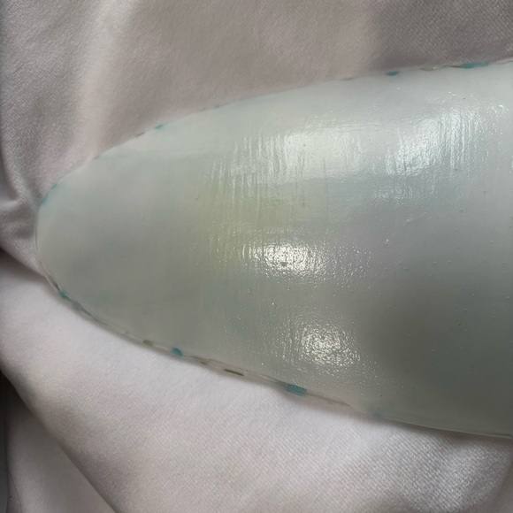 MCM Contemporary Abstract Art Elongated Oval Fused Glass Piece Decor Piece - Picture 8 of 10